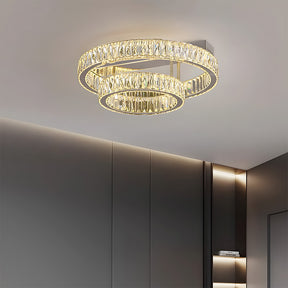 Modern Luxury Stainless Steel K9 Crystal Round Ceiling Lights for Living Room