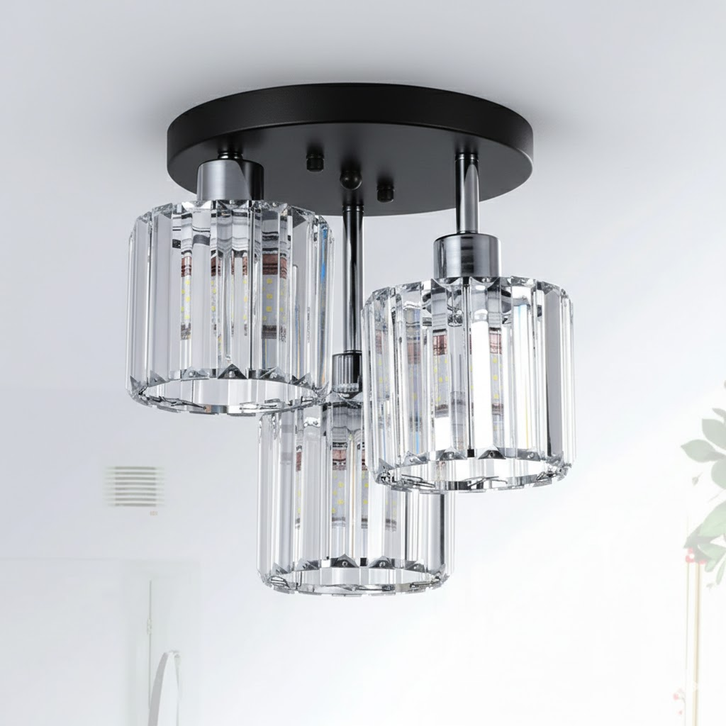 Modern Crystal Semi Flush Bedroom Ceiling Lights