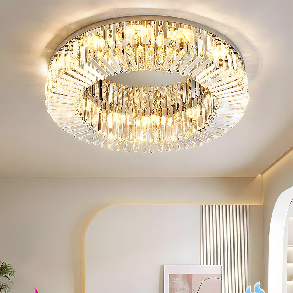 Modern Crystal Flush Mount Ceiling Light Ring Chandelier for Living Room