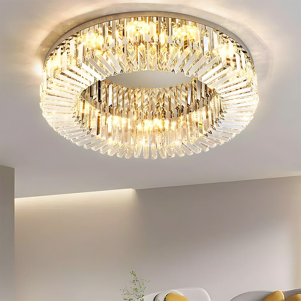 Modern Crystal Flush Mount Ceiling Light Ring Chandelier for Living Room