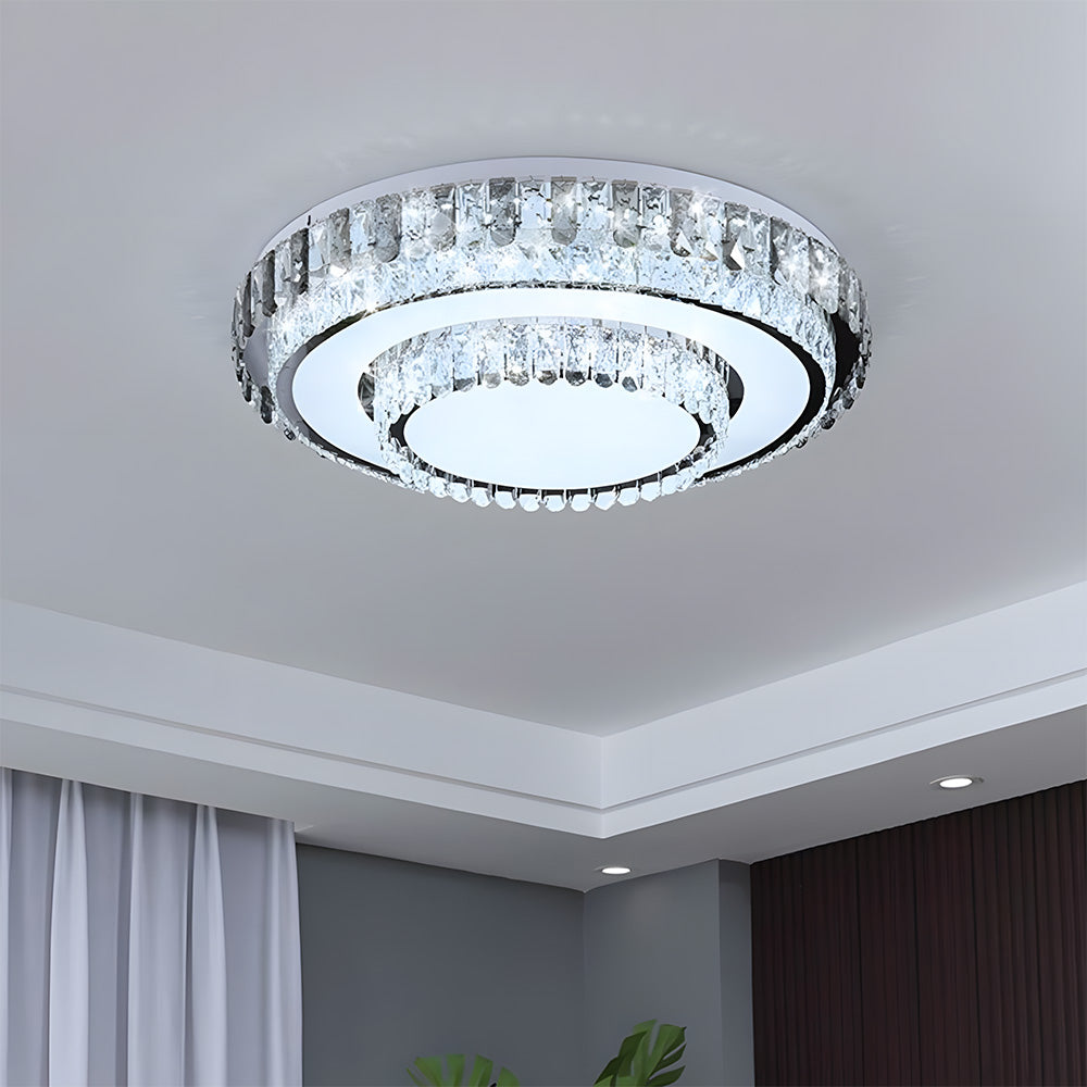 Modern LED Crystal Flush Mount Ceiling Lights Fixture for Dining Room Bedroom