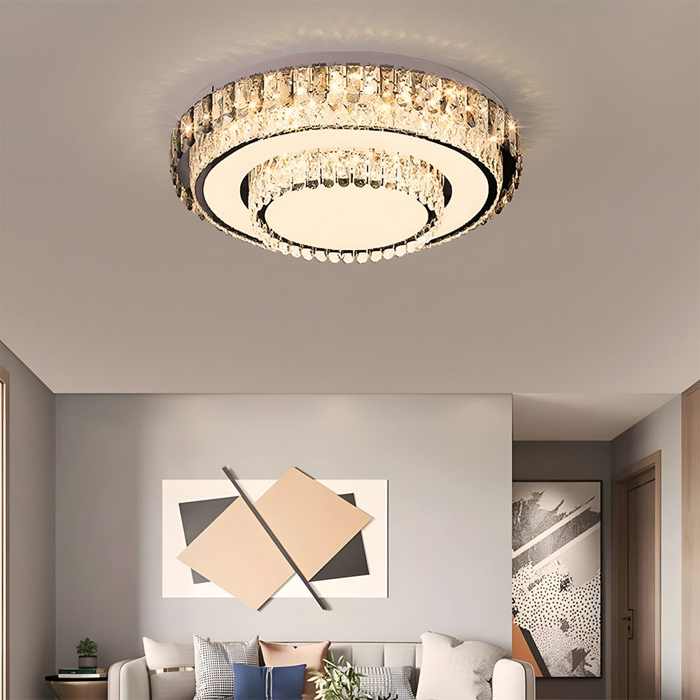 Modern LED Crystal Flush Mount Ceiling Lights Fixture for Dining Room Bedroom
