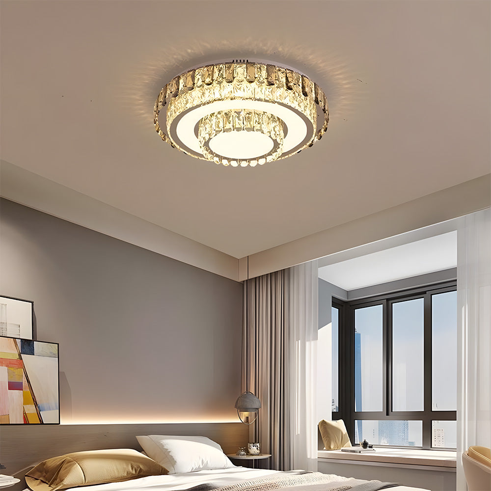 Modern LED Crystal Flush Mount Ceiling Lights Fixture for Dining Room Bedroom
