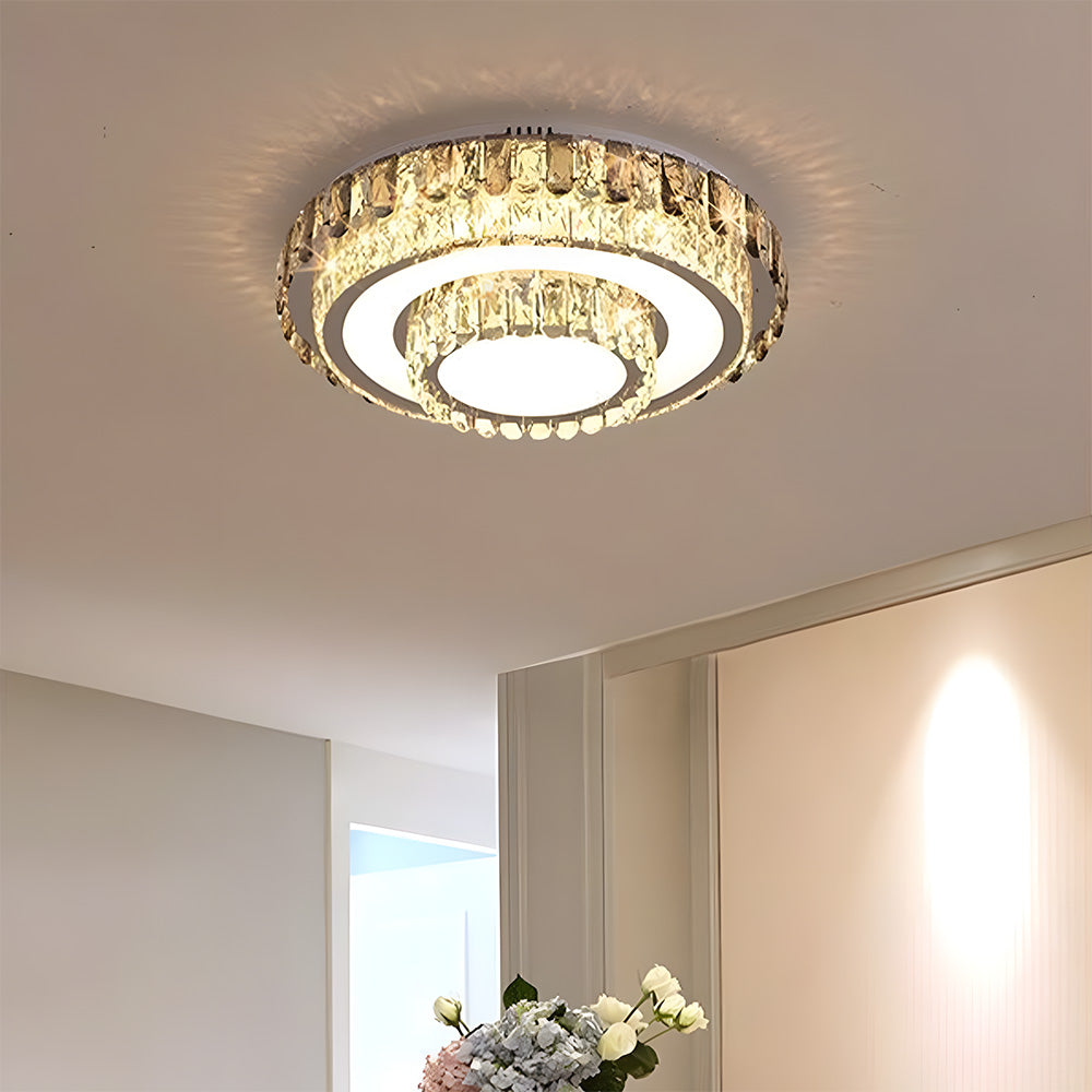 Modern LED Crystal Flush Mount Ceiling Lights Fixture for Dining Room Bedroom