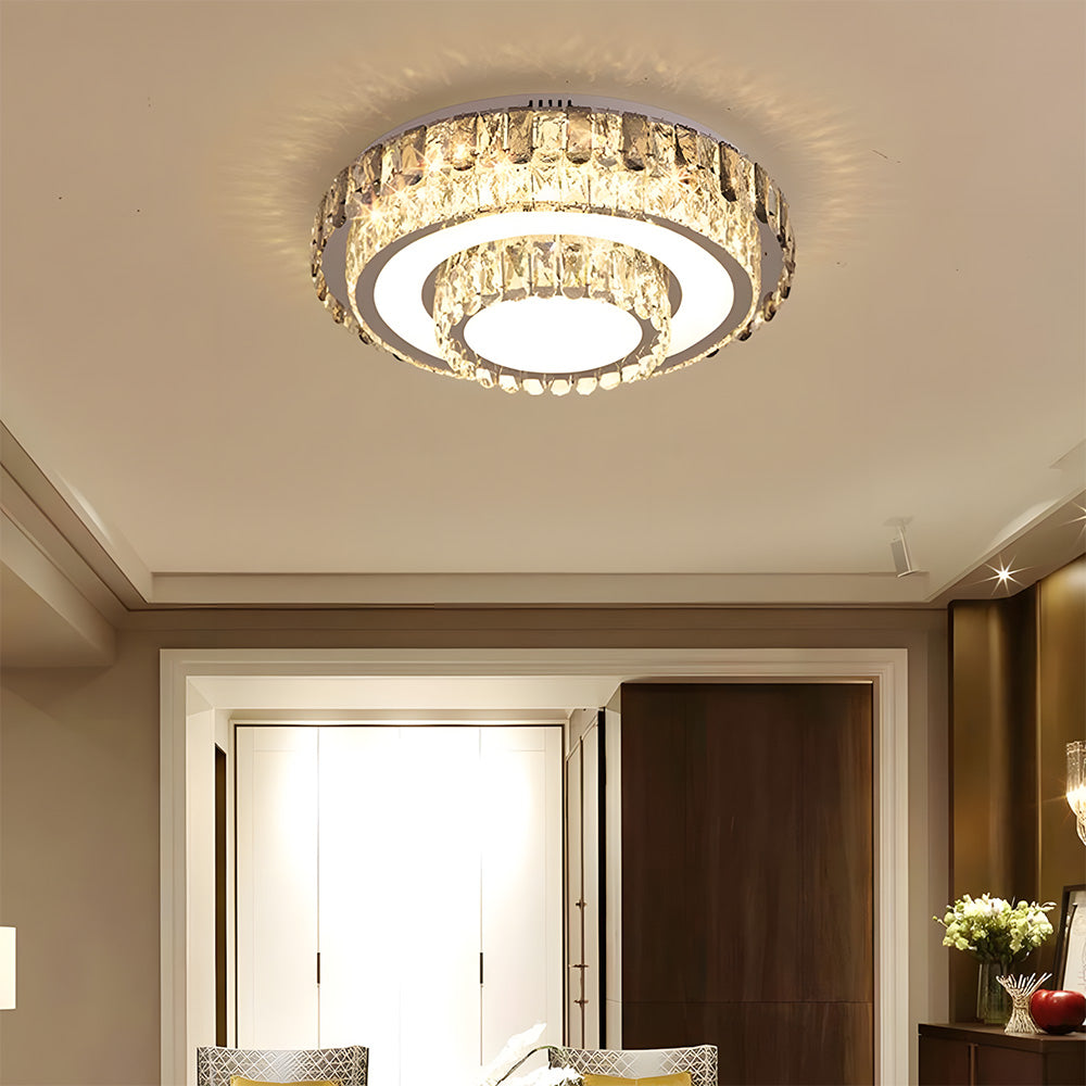 Modern LED Crystal Flush Mount Ceiling Lights Fixture for Dining Room Bedroom