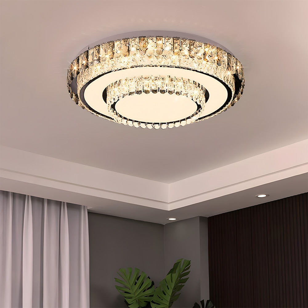 Modern LED Crystal Flush Mount Ceiling Lights Fixture for Dining Room Bedroom