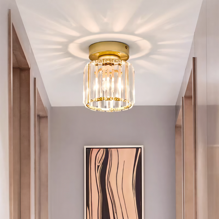 Luna Crystal Square Semi Flush Ceiling Light