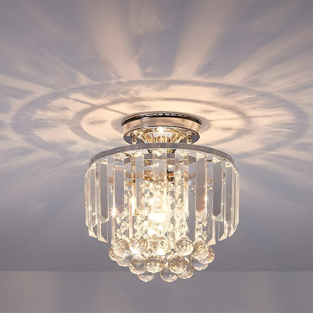Modern Droplet Crystal Ball Semi Flush Mount Ceiling Lights for Closet Bedroom Hallway