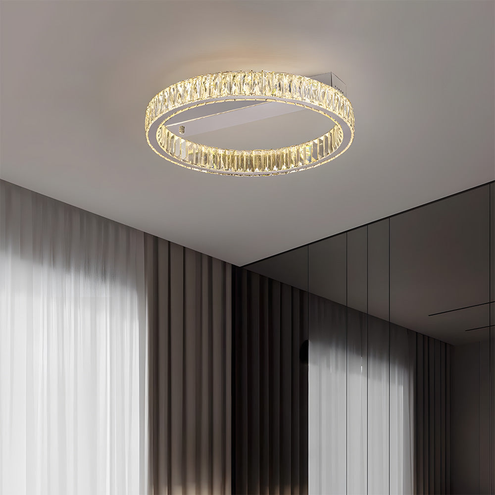 Modern Luxury Stainless Steel K9 Crystal Round Ceiling Lights for Living Room