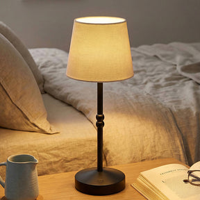 Nordic Vintage Fabric Rechargeable Dimmable Touch Table Lamp for Bedroom