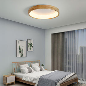 Disc Wood Minimalist LED Ceiling Light For Bedroom