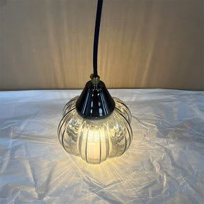 Modern Black Ribbed Glass Easy Fit Lamp Shade for Bedroom Living Room