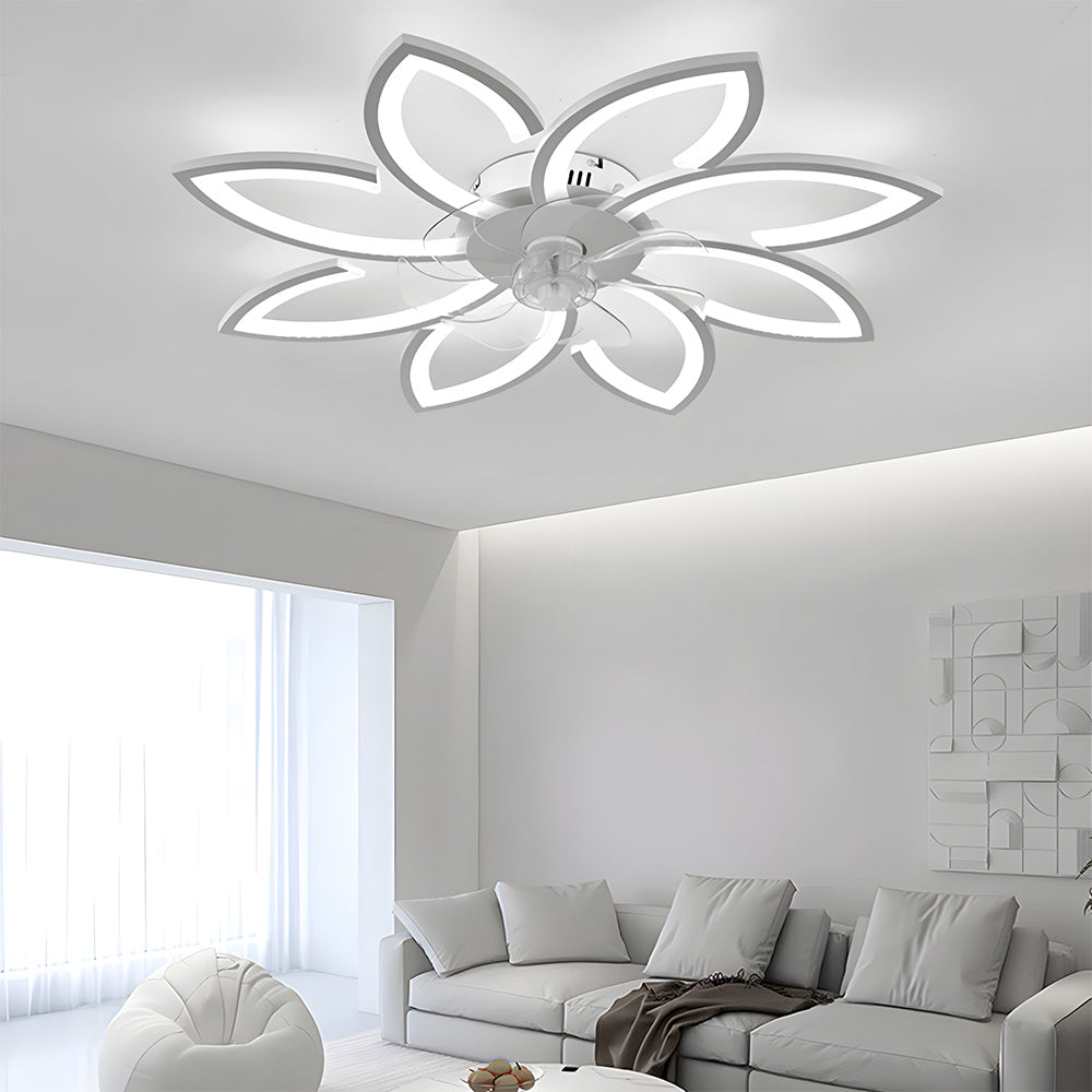 Modern Low Profile Flush Ceiling Fan with Lights, Dimmable, 6-Speed