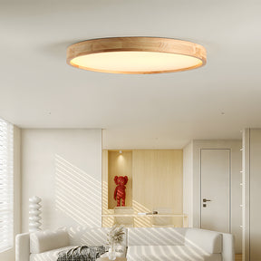 Modern Wood Flush LED Ceiling Lights Round Shape