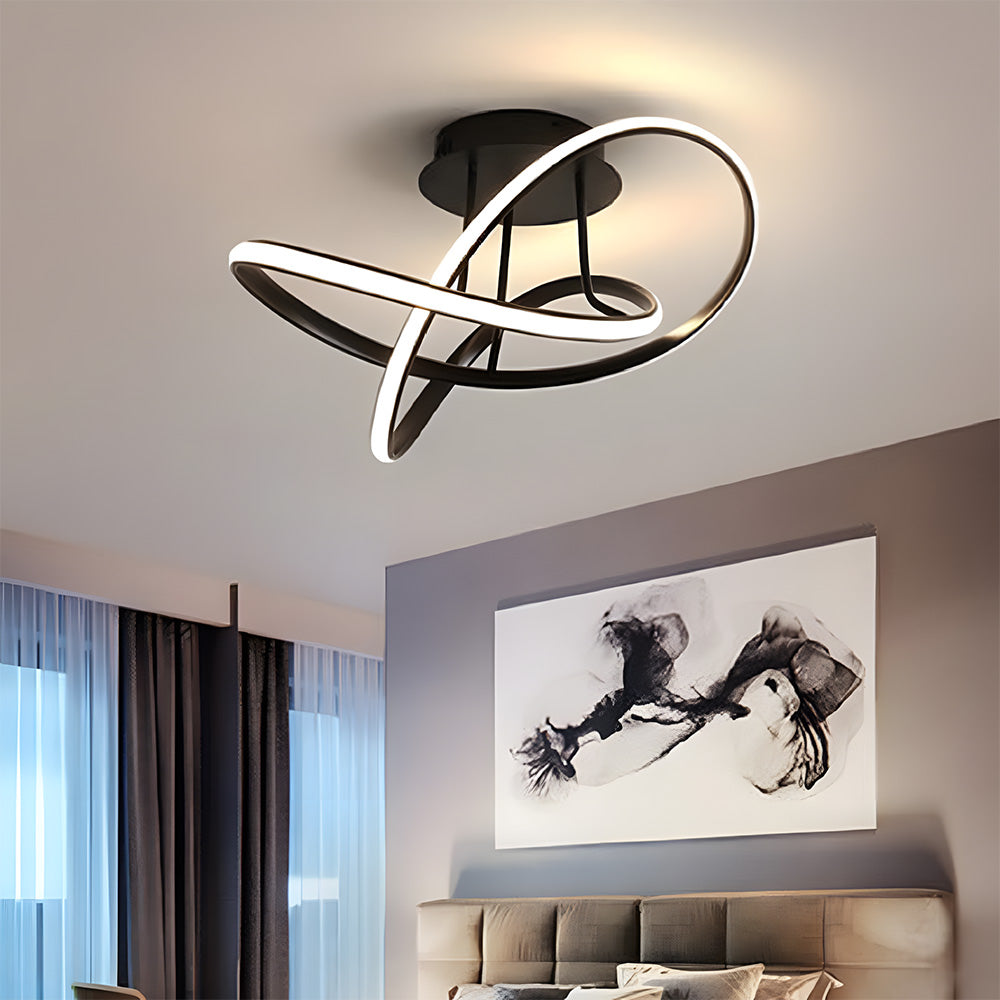 Modern LED Spiral Semi Flush Mount Ceiling Light for Living Room Hallway Kitchen