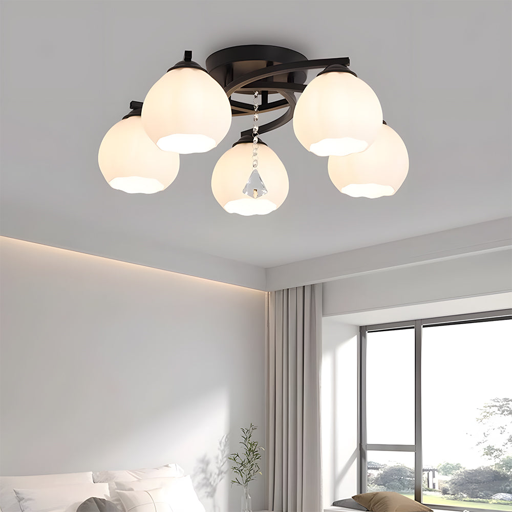 Contemporary Globe Glass Semi-Flush Mount Ceiling Light