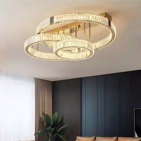 Modern Crystal Ring Chandelier - Gold LED Flush Mount Ceiling Lights
