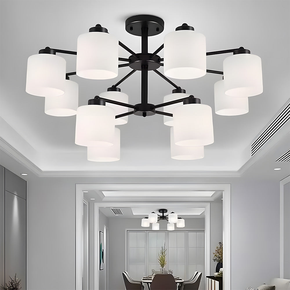 Industrial Semi Flush Frosted Glass Ceiling Lights for Dininng Room