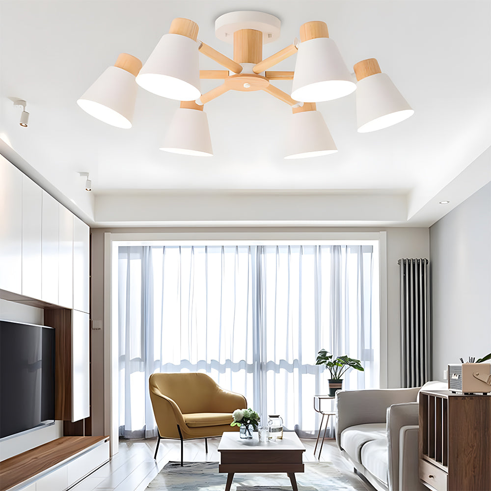 Wooden Close to Ceiling Lamps for Living Room