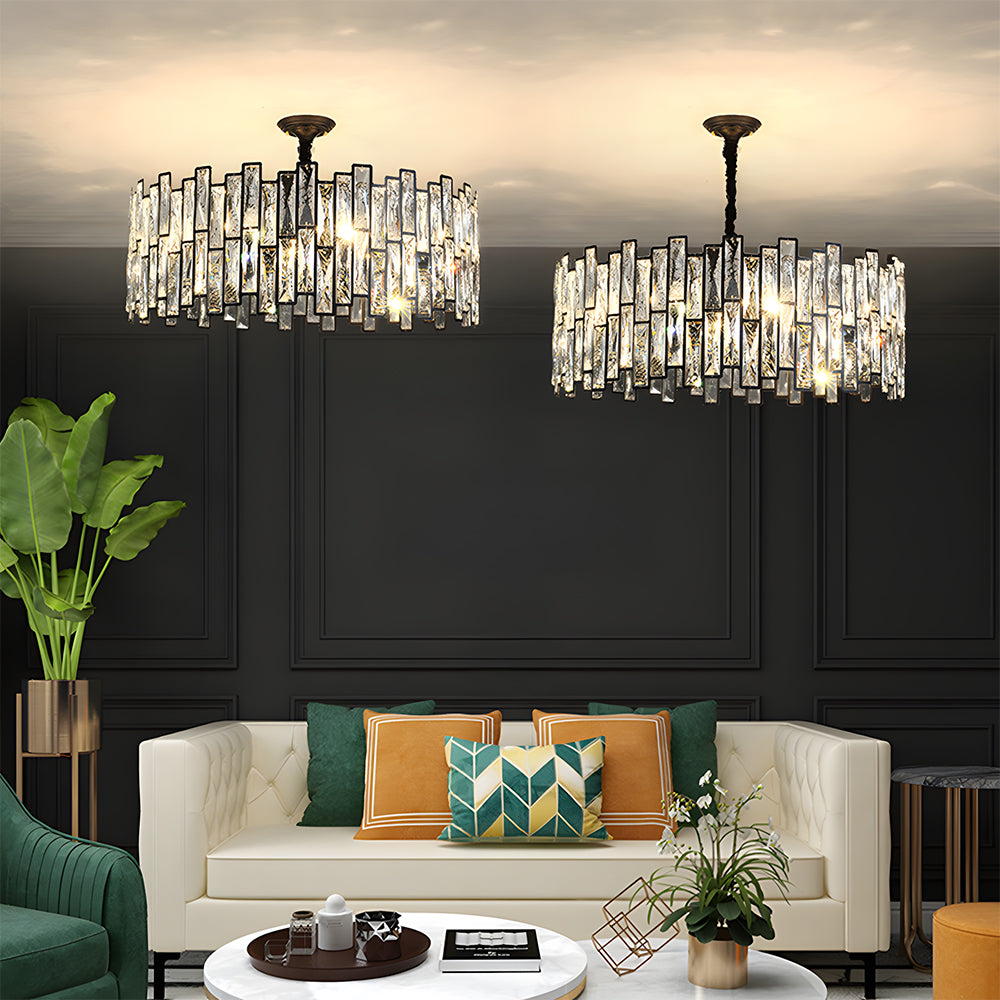 Modern Gold Tiered Crystal Chandelier - Luxury Fringe Glass Pendant Light for Dining Room, Foyer