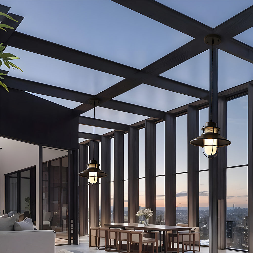 IP65 Waterproof Black Metal Cage Light Outdoor Pendant Lighting