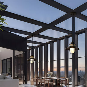 IP65 Waterproof Black Metal Cage Light Outdoor Pendant Lighting