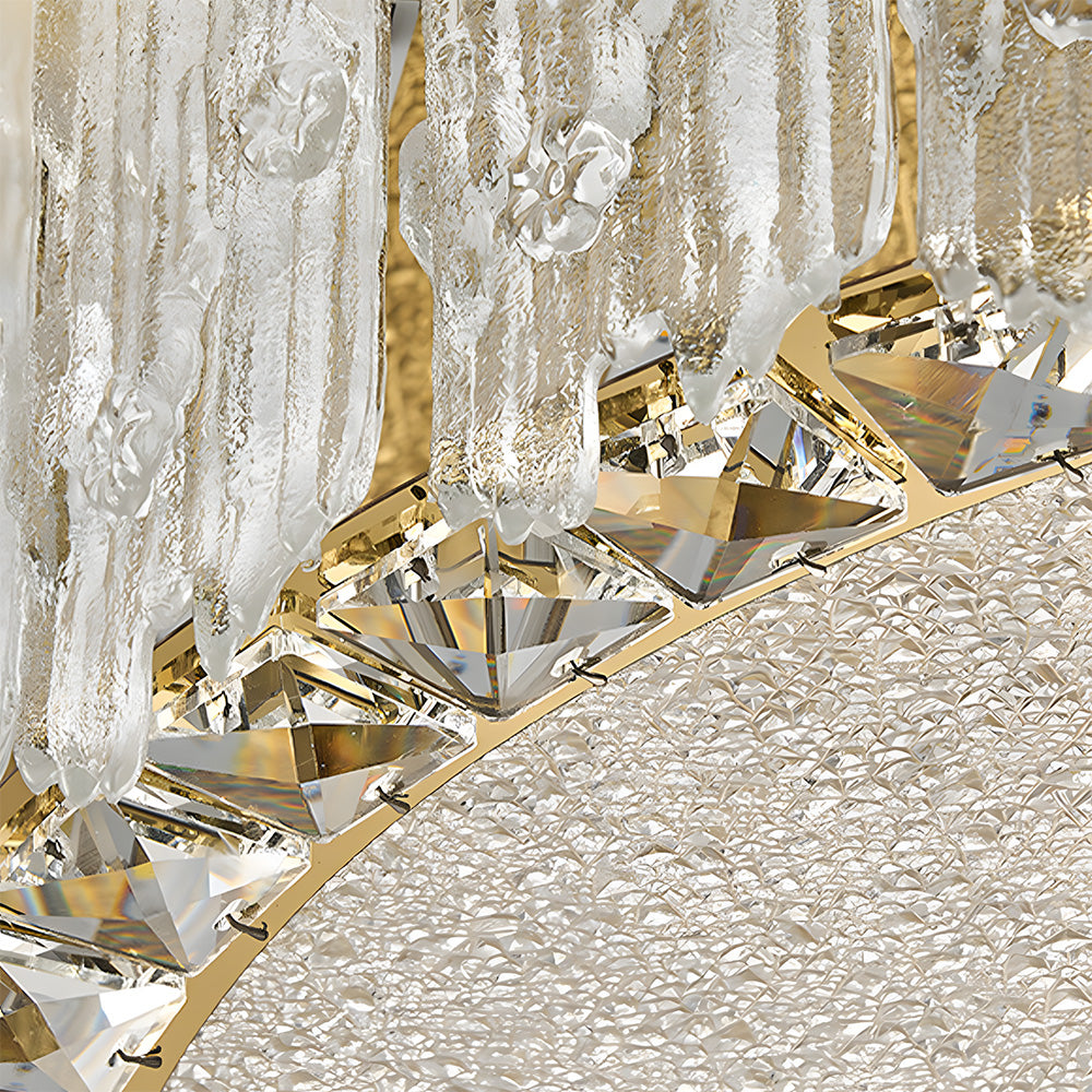 Circular Gold Stainless Steel Crystal Flush Ceiling Light for Living Room