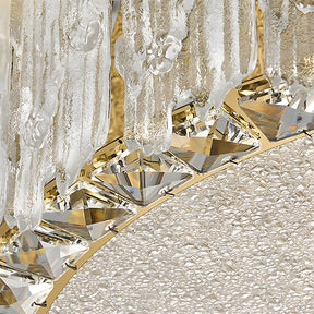 Circular Gold Stainless Steel Crystal Flush Ceiling Light for Living Room