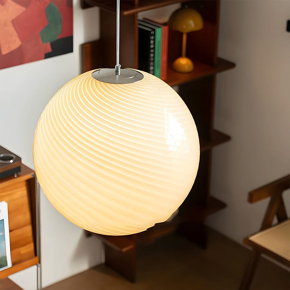 Art Deco Candy Pendant Light with Glass Shade
