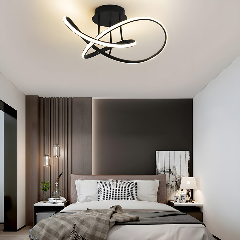 Modern LED Spiral Semi Flush Mount Ceiling Light for Living Room Hallway Kitchen
