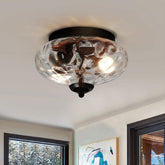 Modern Luxury Hammered Glass Flush Mount Ceiling Light for Entryway