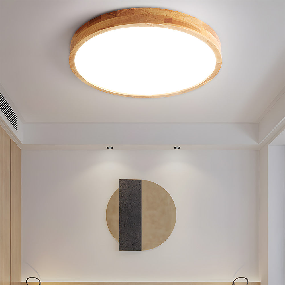 Ultra-thin Wood LED Flush Mount Ceiling Lamp