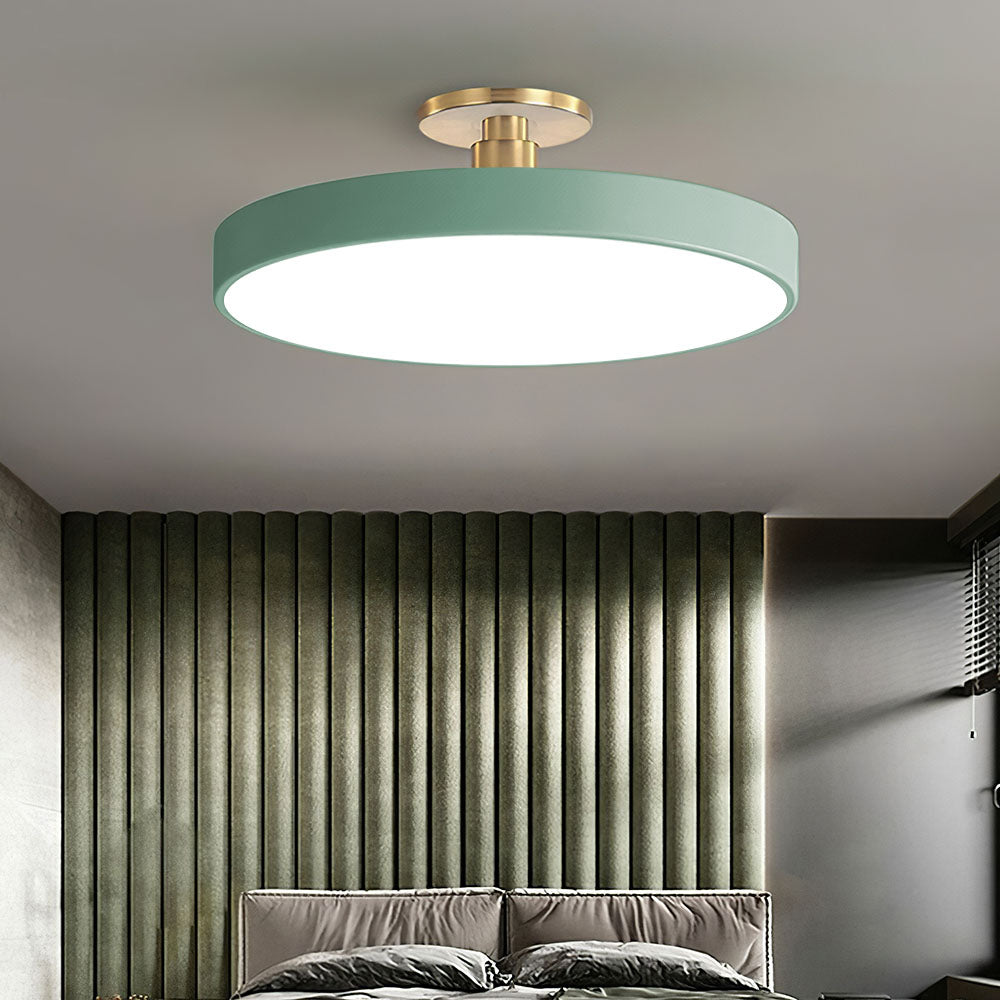 Set of 2 Circular LED Dimmable Semi Flush Ceiling Light For Bedroom