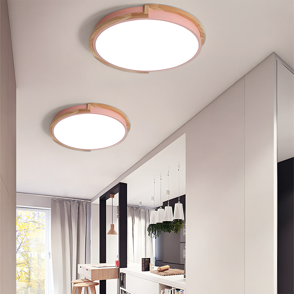 Contemporary Wood LED Flush Ceiling Lights For Bedroom