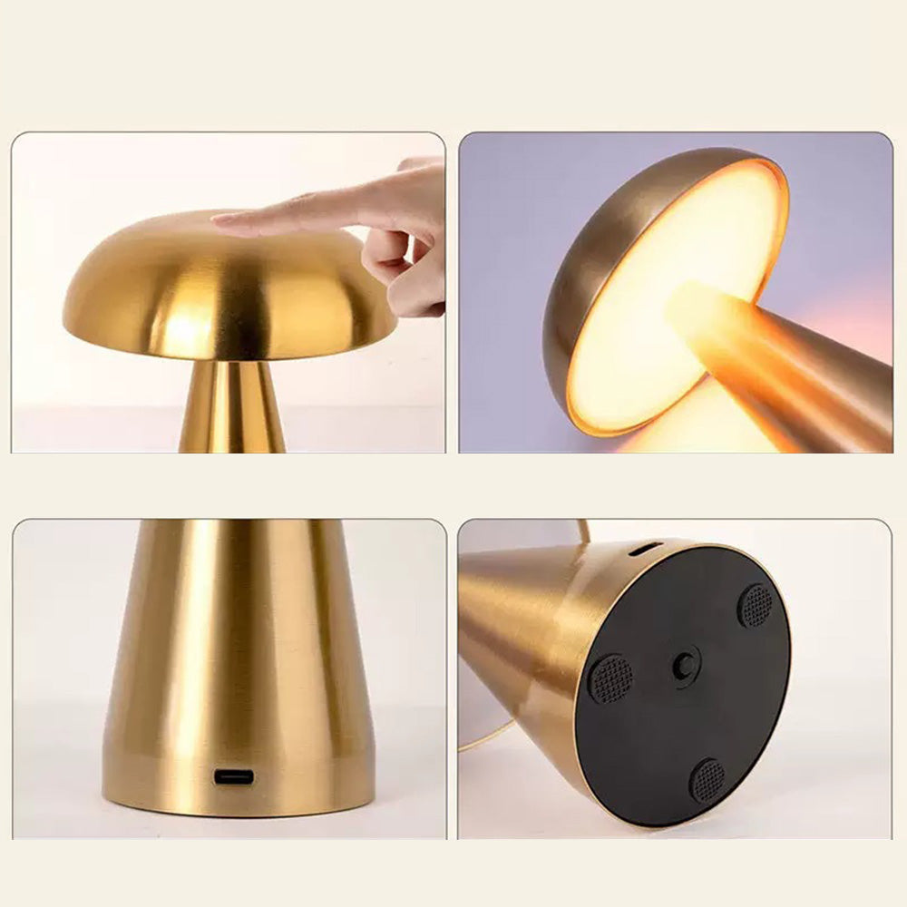 Danish Mushroom Metal Acrylic Rechargeable Dimmable Lamp for Study Bedroom