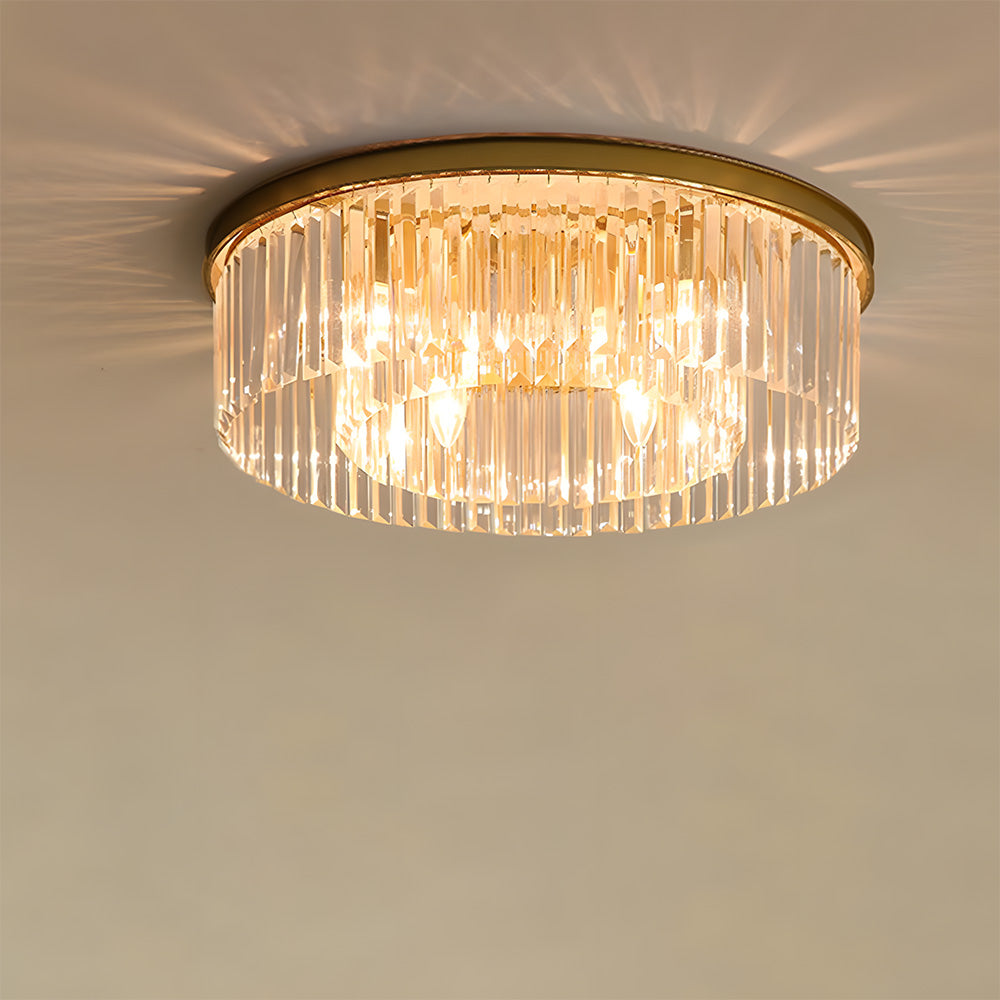 Modern Round Crystal Flush Mount Ceiling Light for Bedroom
