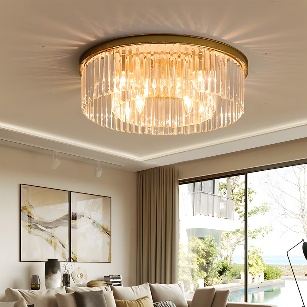 Modern Round Crystal Flush Mount Ceiling Light for Bedroom