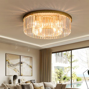 Modern Round Crystal Flush Mount Ceiling Light for Bedroom