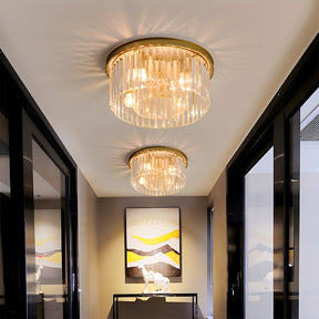 Modern Round Crystal Flush Mount Ceiling Light for Bedroom