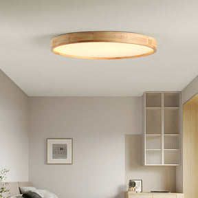 Modern Wood Flush LED Ceiling Lights Round Shape