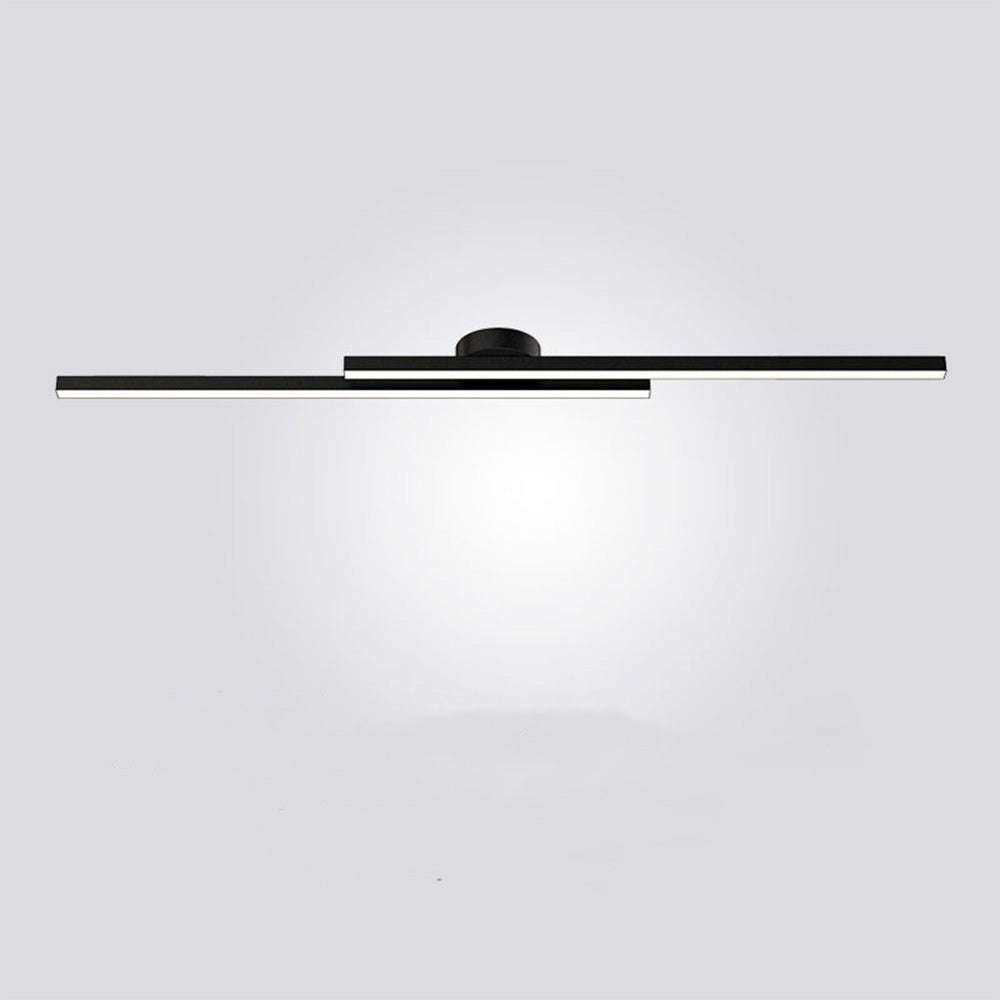 Modern Aluminum Long Strip Semi Flush Mount LED Ceiling Light For Living Room