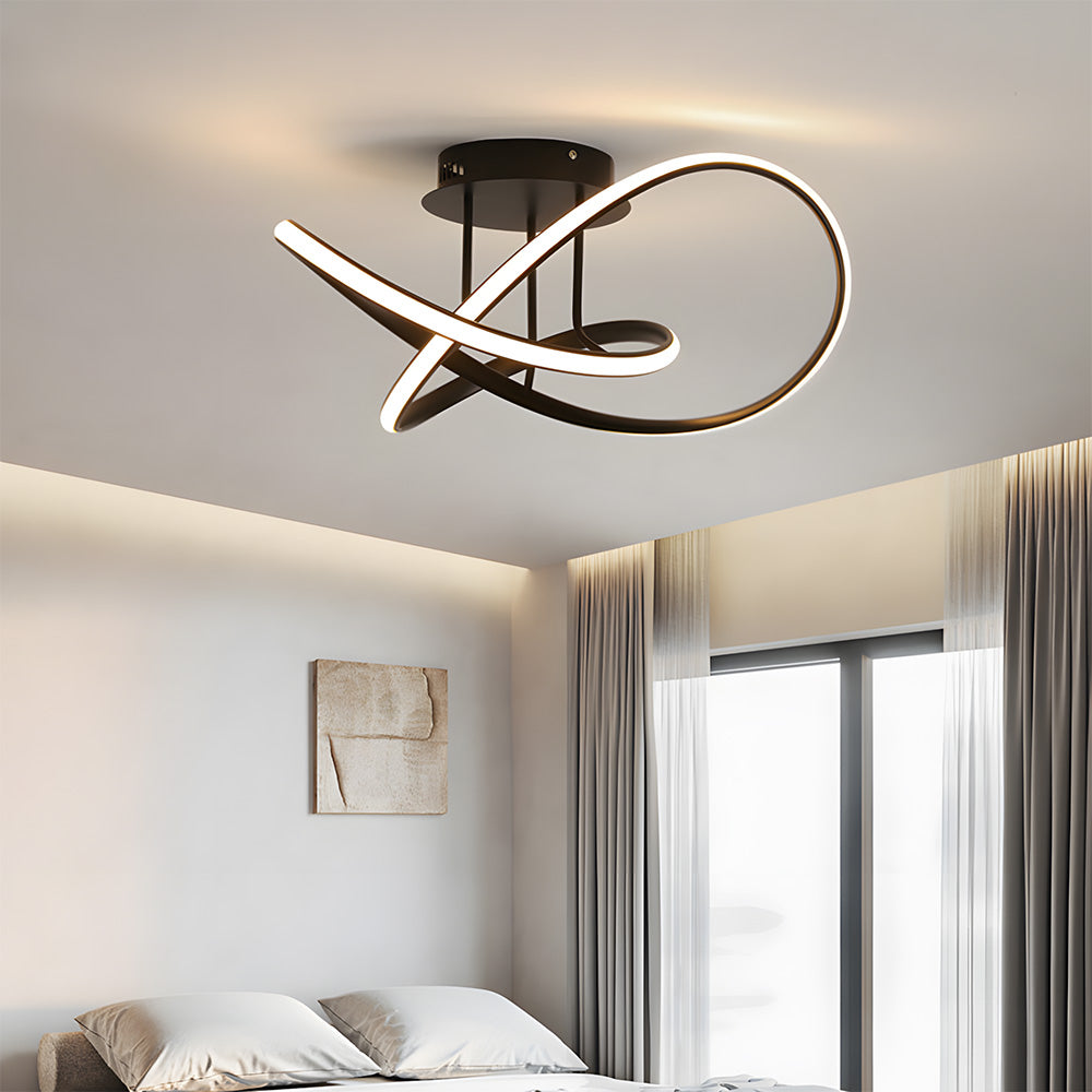 Modern LED Spiral Semi Flush Mount Ceiling Light for Living Room Hallway Kitchen
