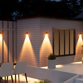 Minimalist Black IP65 Weatherproof Solar Powered Exterior Wall Lights, Dusk-to-Dawn