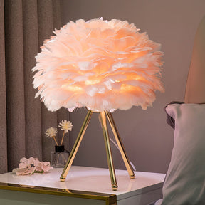 Creative Feather Bedroom White Table Lamps