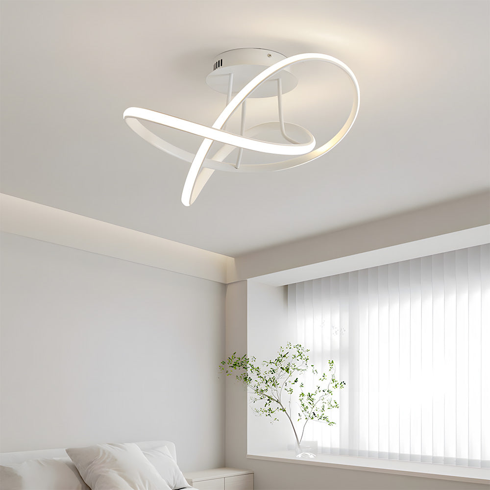 Modern LED Spiral Semi Flush Mount Ceiling Light for Living Room Hallway Kitchen