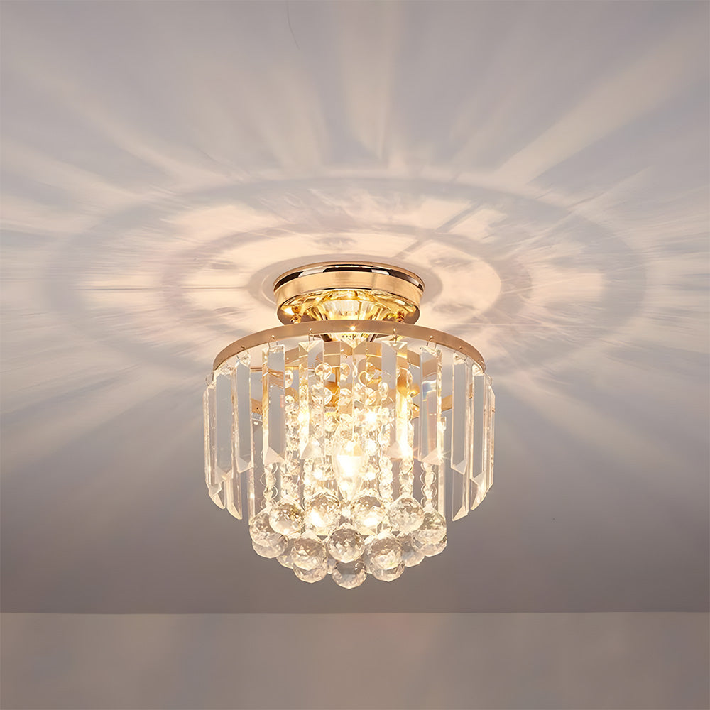 Modern Droplet Crystal Ball Semi Flush Mount Ceiling Lights for Closet Bedroom Hallway
