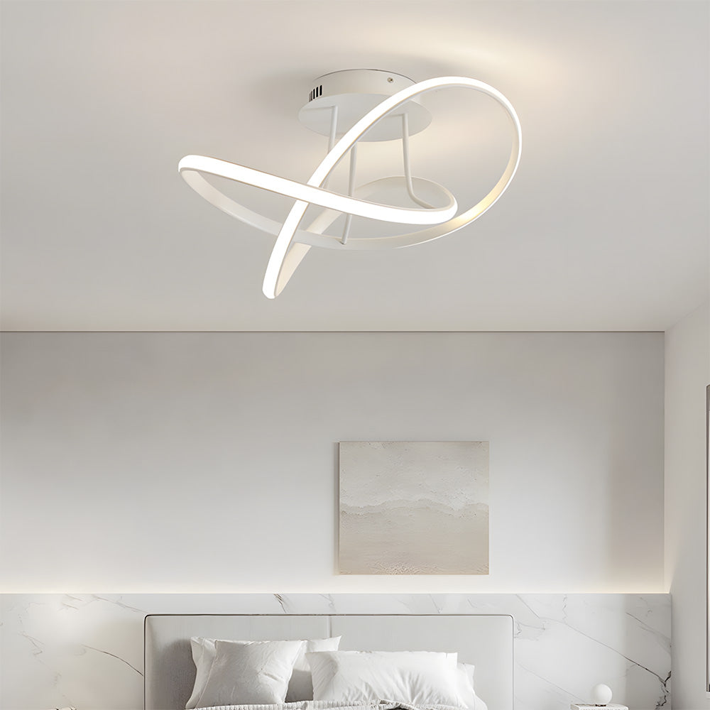 Modern LED Spiral Semi Flush Mount Ceiling Light for Living Room Hallway Kitchen