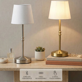 Nordic Vintage Fabric Rechargeable Dimmable Touch Table Lamp for Bedroom
