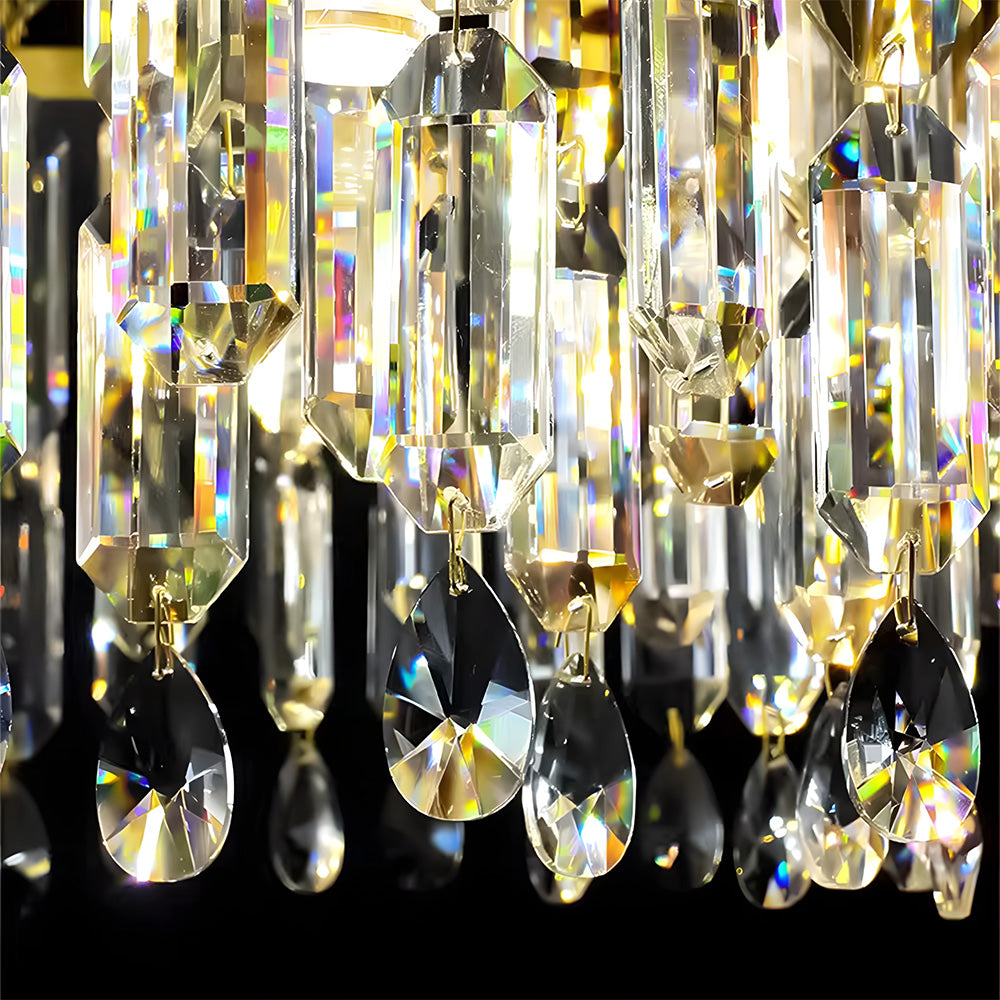 Luxury Gold Crystal Flush Mount Ceiling Light for Living Room