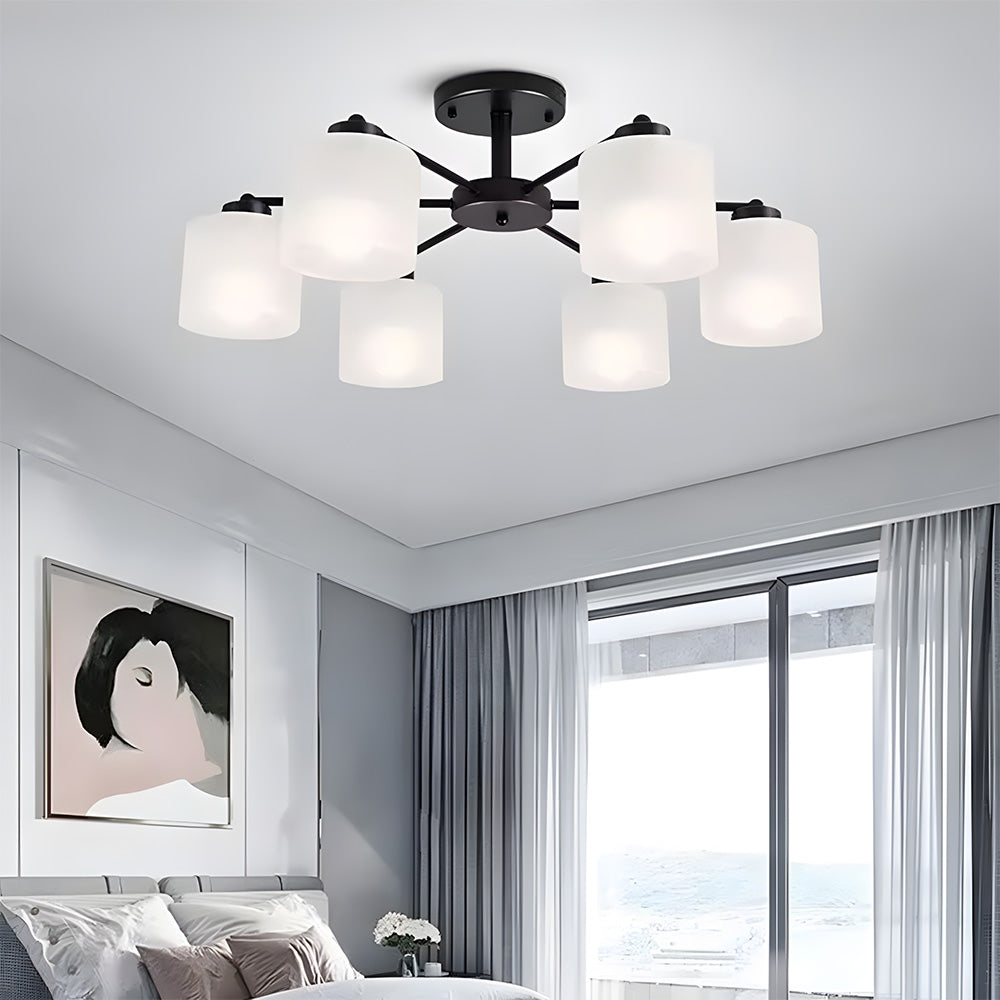 Industrial Semi Flush Frosted Glass Ceiling Lights for Dininng Room